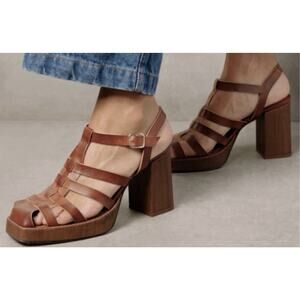 New SVEGAN Alohas Vegan Leather Sandals •EU 38=US 7/7.5• Platform Strappy $185
